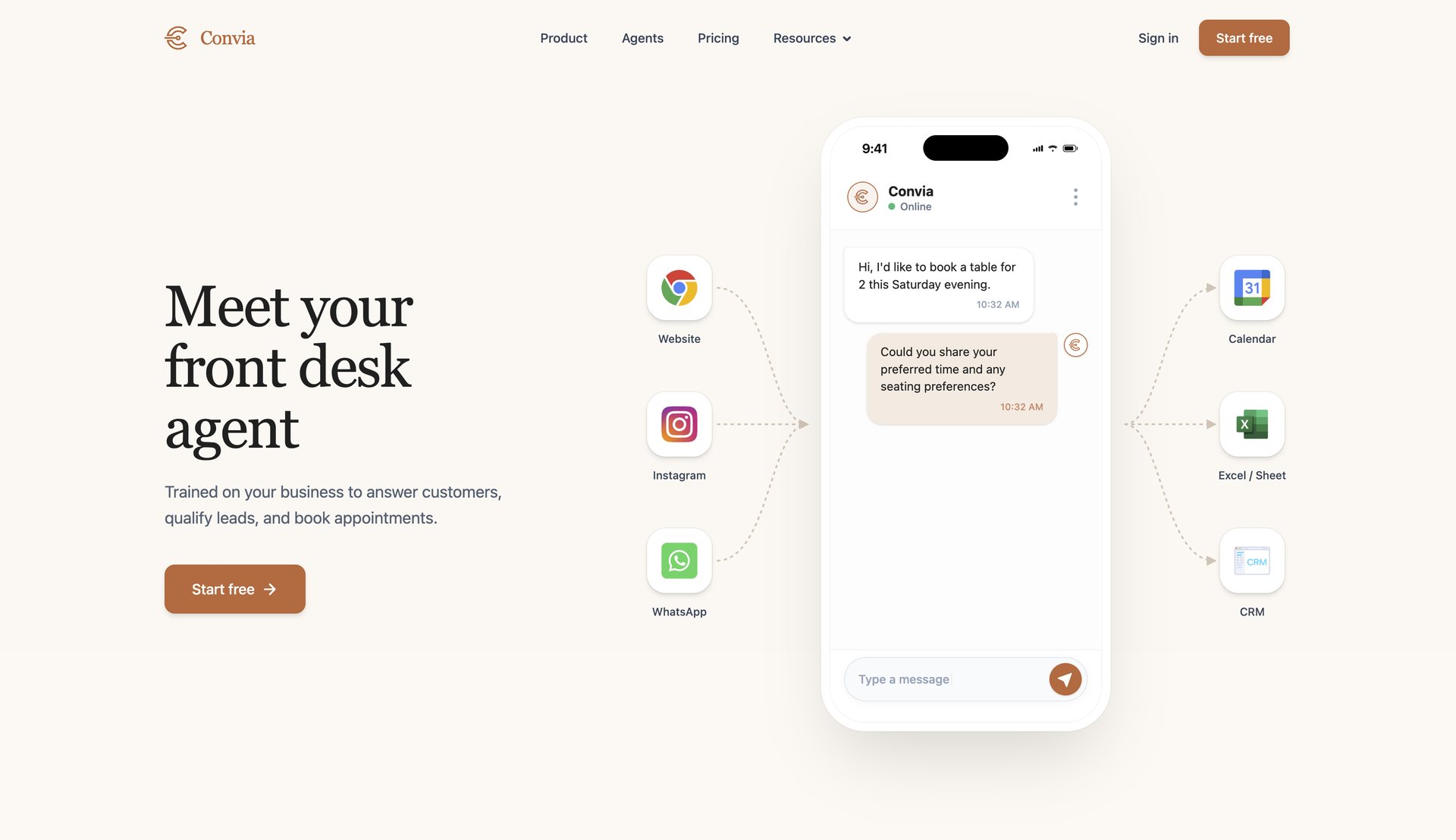 Convia landing page after the redesign